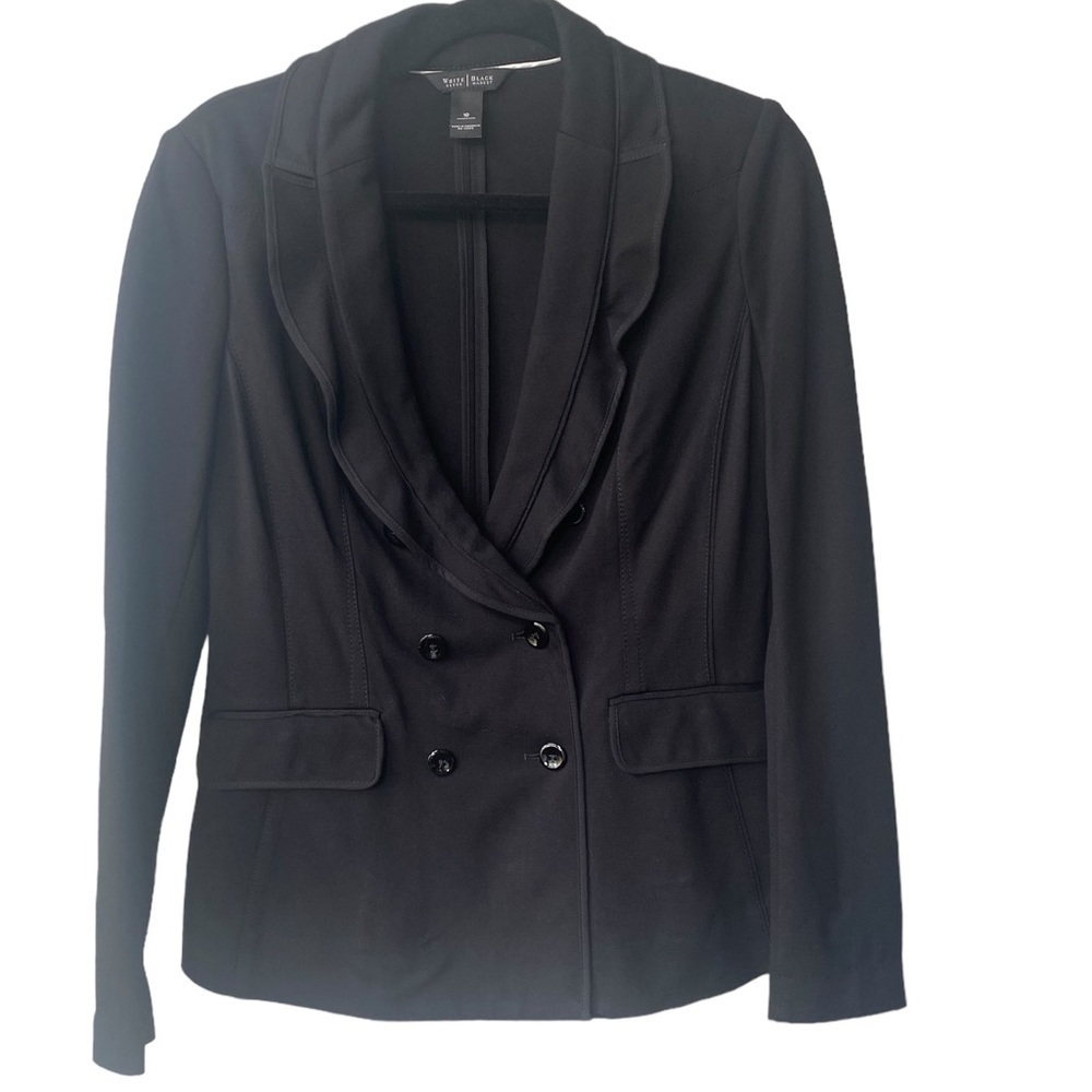 White House Black Market Cropped Double Breasted Ruffle Blazer‎ Size 10 Office